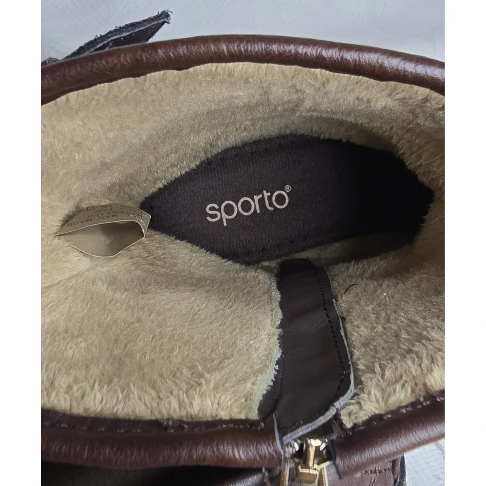 Women's Sporto Faux Fur‎ Lined Gold Buckles Quilted Brown Boots 